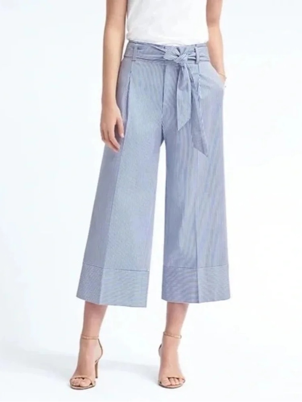 Banana Republic Blake Blue Wide Legged Cropped Trousers Size 4